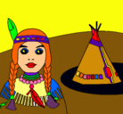 Dibujo India y tepee pintado por jorgekk