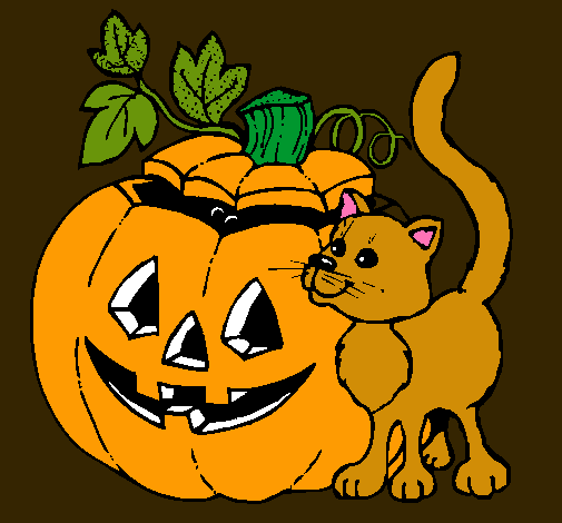 Calabaza y gato