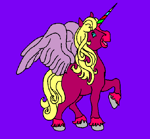 Dibujo Unicornio con alas pintado por Pabloski