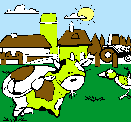 Vaca en la granja