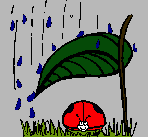 Dibujo Mariquita protegida de la lluvia pintado por vapadica02