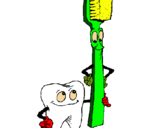 Dibujo Muela y cepillo de dientes pintado por aaaaaaaannnn
