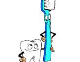 Dibujo Muela y cepillo de dientes pintado por yonys