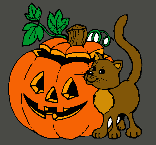 Calabaza y gato