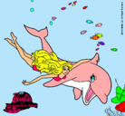 Dibujo Barbie y delfín pintado por Mirita