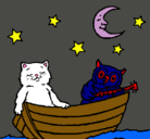 Dibujo Gato y búho pintado por noasu