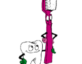 Dibujo Muela y cepillo de dientes pintado por still