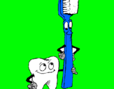 Dibujo Muela y cepillo de dientes pintado por betin
