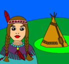 Dibujo India y tepee pintado por vatar