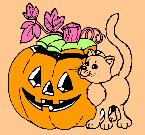 Calabaza y gato