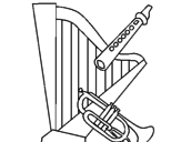 Dibujo Arpa, flauta y trompeta pintado por Crytius