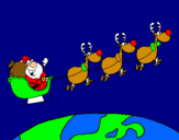 Dibujo Papa Noel repartiendo regalos 3 pintado por franchu22