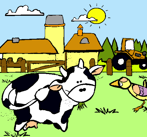 Vaca en la granja