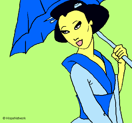 Dibujo Geisha con paraguas pintado por avaeac
