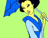 Dibujo Geisha con paraguas pintado por avaeac