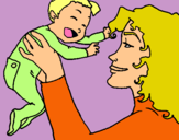 Dibujo Madre con su bebe pintado por charito