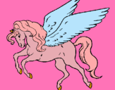 Dibujo Pegaso volando pintado por unicornio