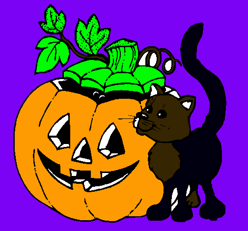 Calabaza y gato