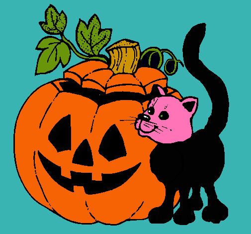 Calabaza y gato