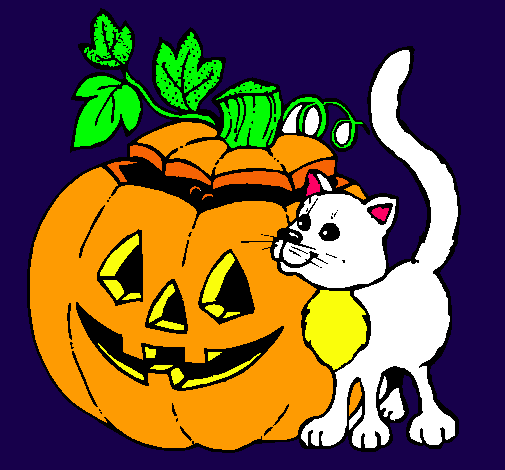 Calabaza y gato