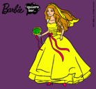 Dibujo Barbie vestida de novia pintado por muriel