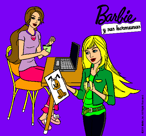 Barbie y su hermana merendando