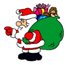 Dibujo Papa Noel con el saco de regalos pintado por regalos