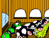 Dibujo Vacas en el establo pintado por gutti