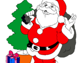 Dibujo Santa Claus y un árbol de navidad pintado por mariaguerrer