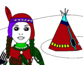 Dibujo India y tepee pintado por camiori