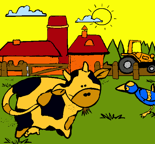 Vaca en la granja