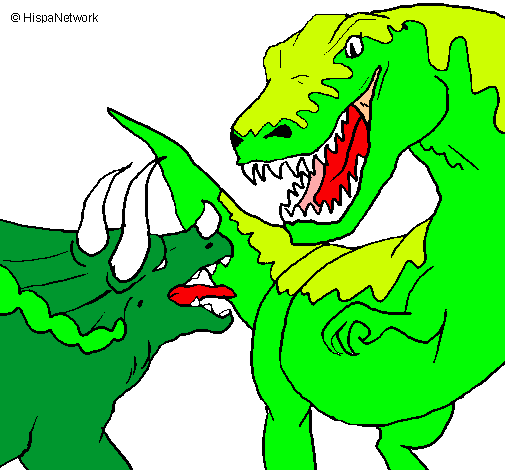 Dibujo Lucha de dinosaurios pintado por Farruko