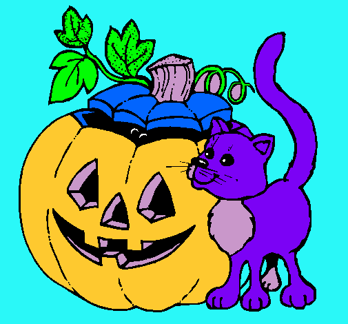 Calabaza y gato