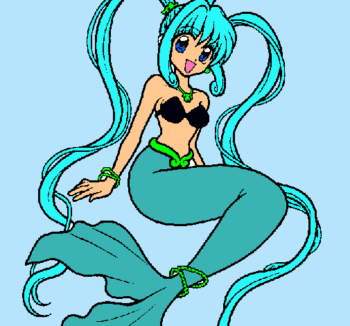Dibujo Sirena con perlas pintado por kinfusuke