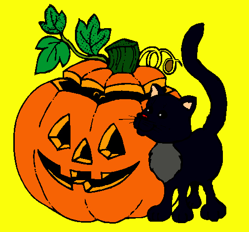 Calabaza y gato