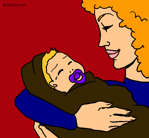 Dibujo Madre con su bebe II pintado por charito
