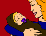 Dibujo Madre con su bebe II pintado por charito