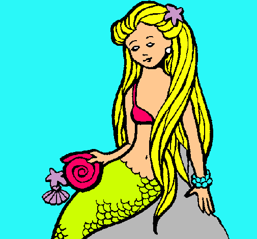 Dibujo Sirena con caracola pintado por milulita