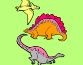 Dibujo Tres clases de dinosaurios pintado por OBESSO