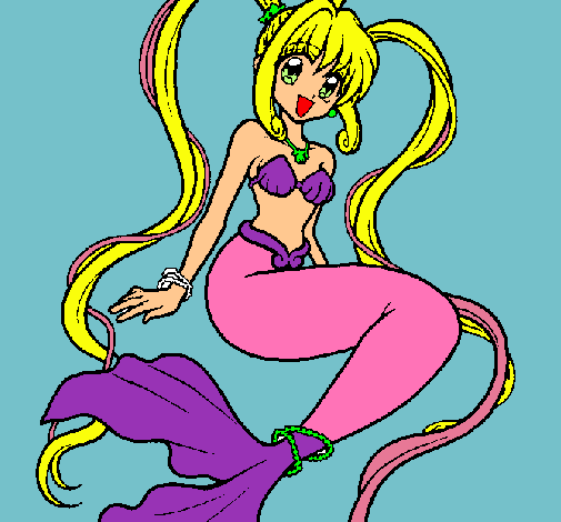 Dibujo Sirena con perlas pintado por berta123