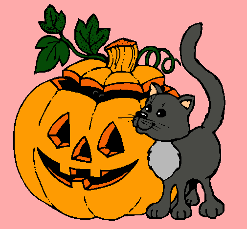 Calabaza y gato