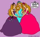 Dibujo Barbie y sus amigas princesas pintado por muriel