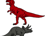 Dibujo Triceratops y tiranosaurios rex pintado por jasielito