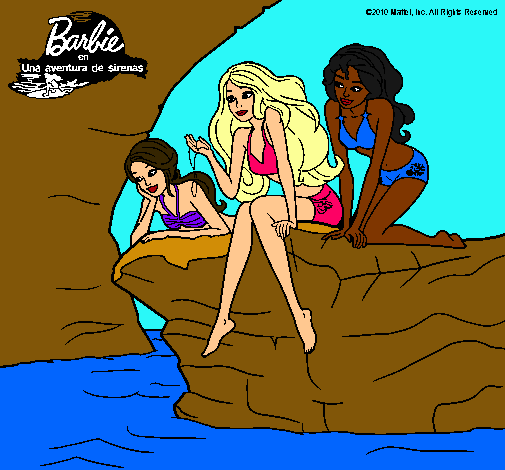 Dibujo Barbie y sus amigas sentadas pintado por palilita