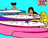 Dibujo Barbie y sus amigas en el jacuzzi pintado por sireniland