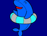 Dibujo Delfín con flotador pintado por natanielasot