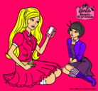 Dibujo Barbie con el teléfono móvil pintado por barbi123