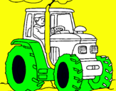 Dibujo Tractor en funcionamiento pintado por eloy