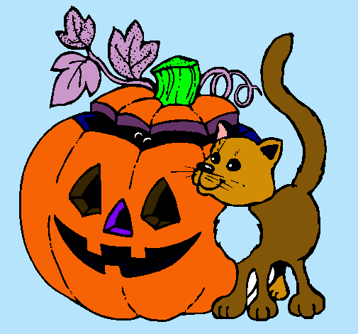 Calabaza y gato