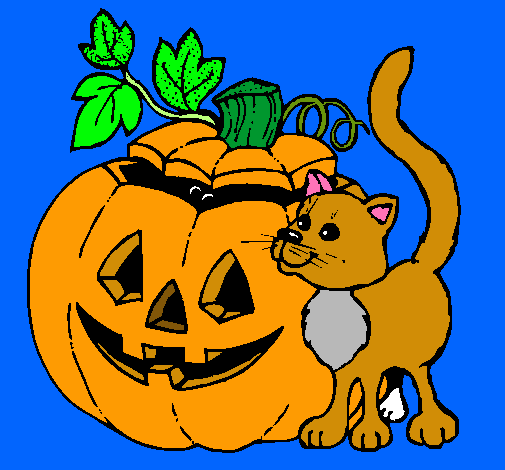 Calabaza y gato